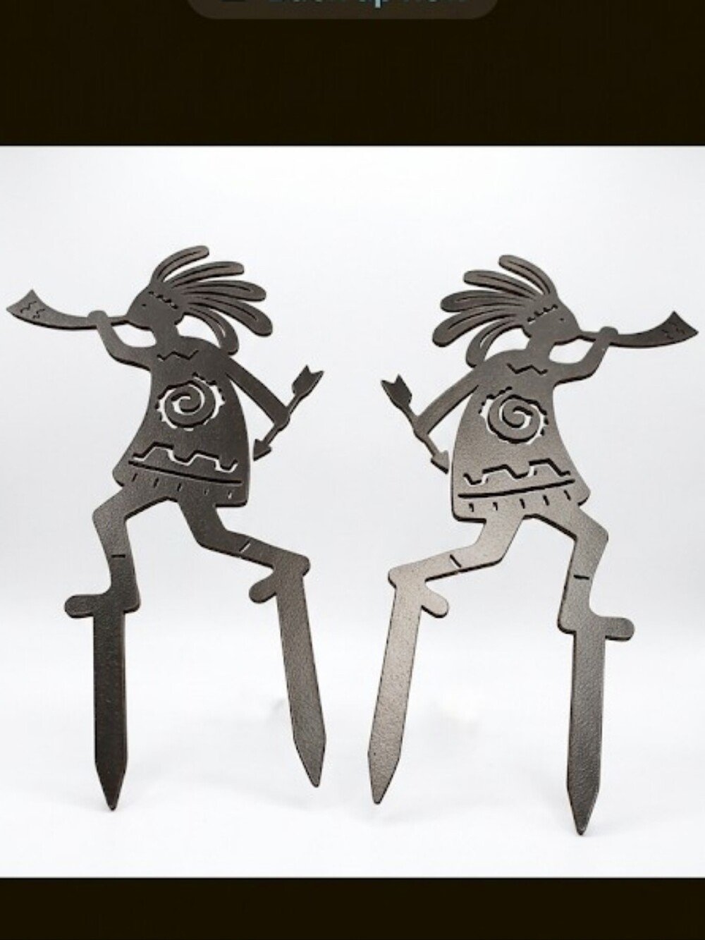 Black Metal Kokopelli Garden Stakes